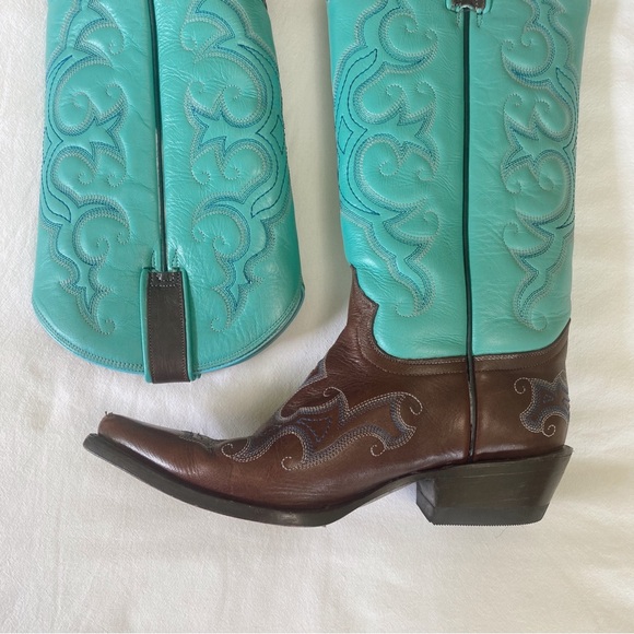 Team West Vintage Turquoise Cowboy Boots - Picture 3 of 9